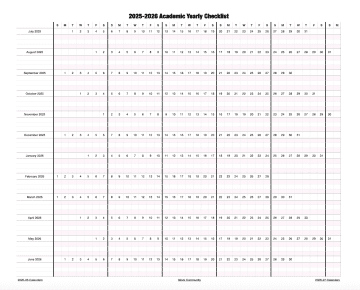 2025-2026 Horizontal School Yearly Checklist Calendar Template